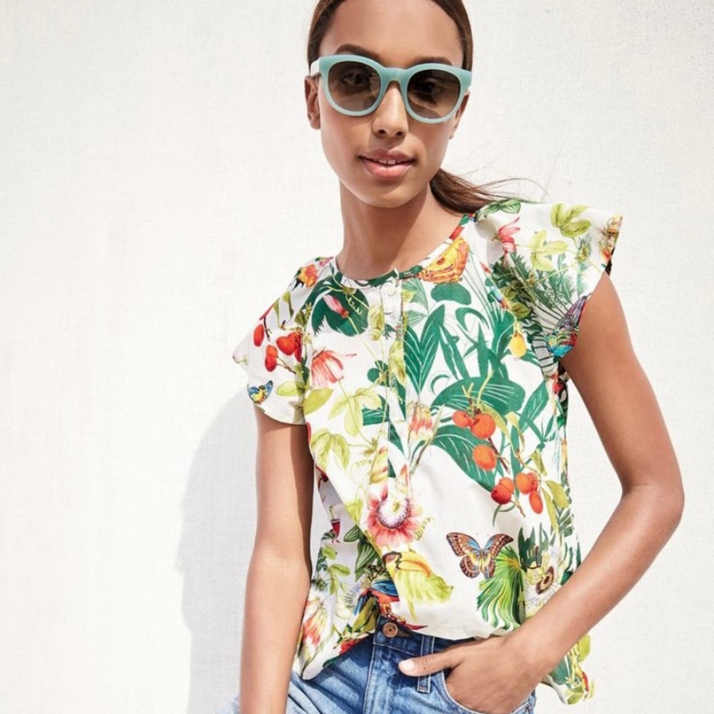 JCrew Tee Shirt Tropic Pattern Small
